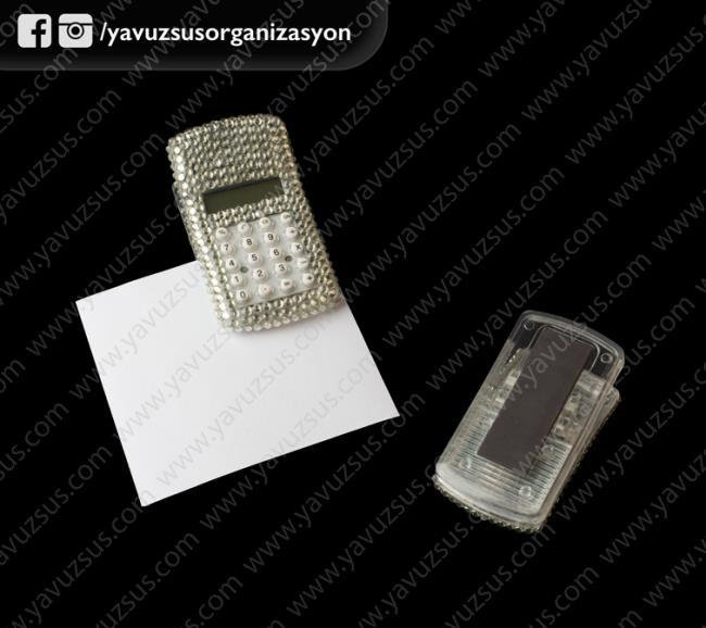 taşlı mıknatıslı hesap makinesi & kağıt tutacağı