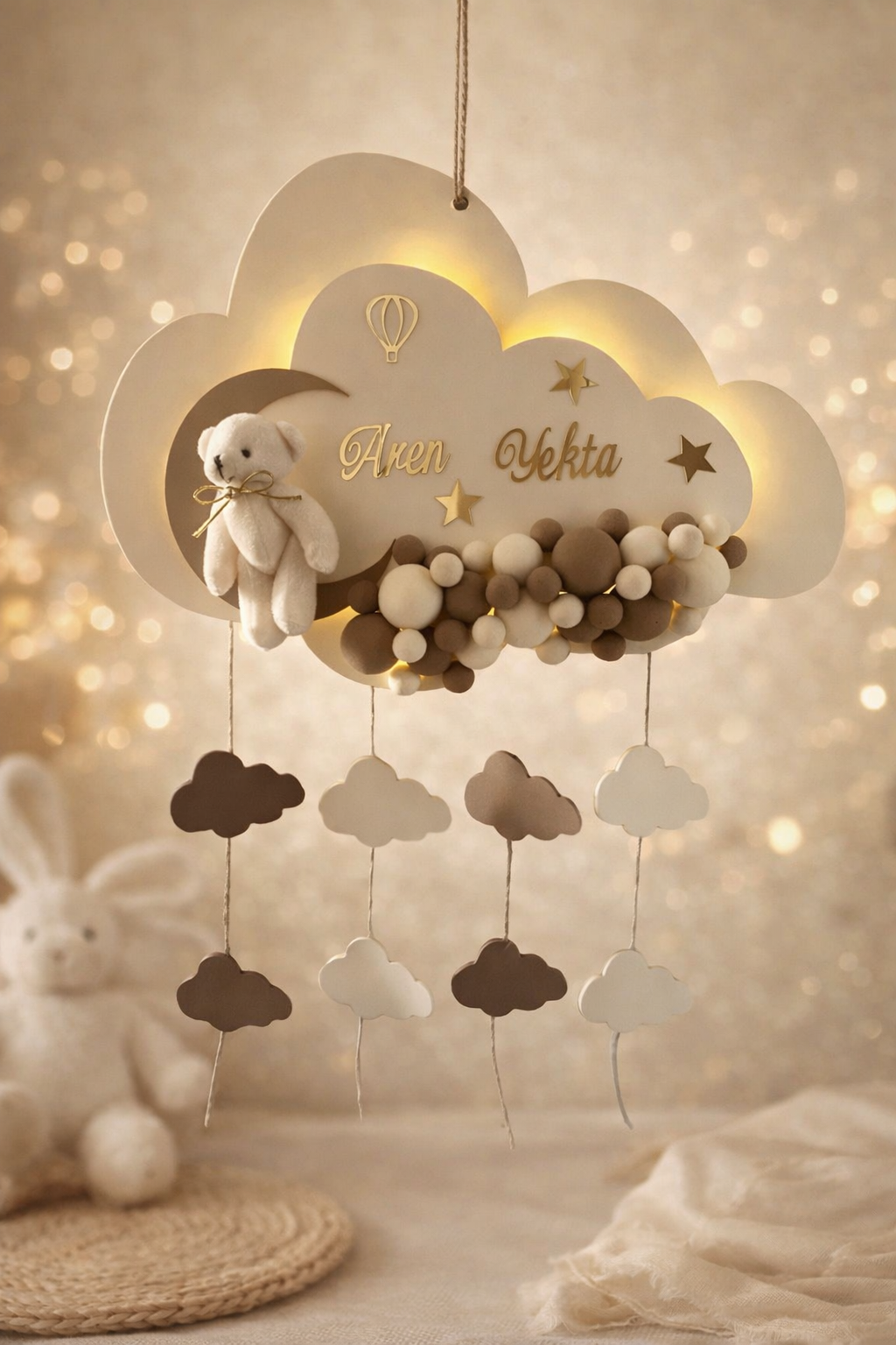 Işıklı  Kabartmalı Bulut Kapı Süsü