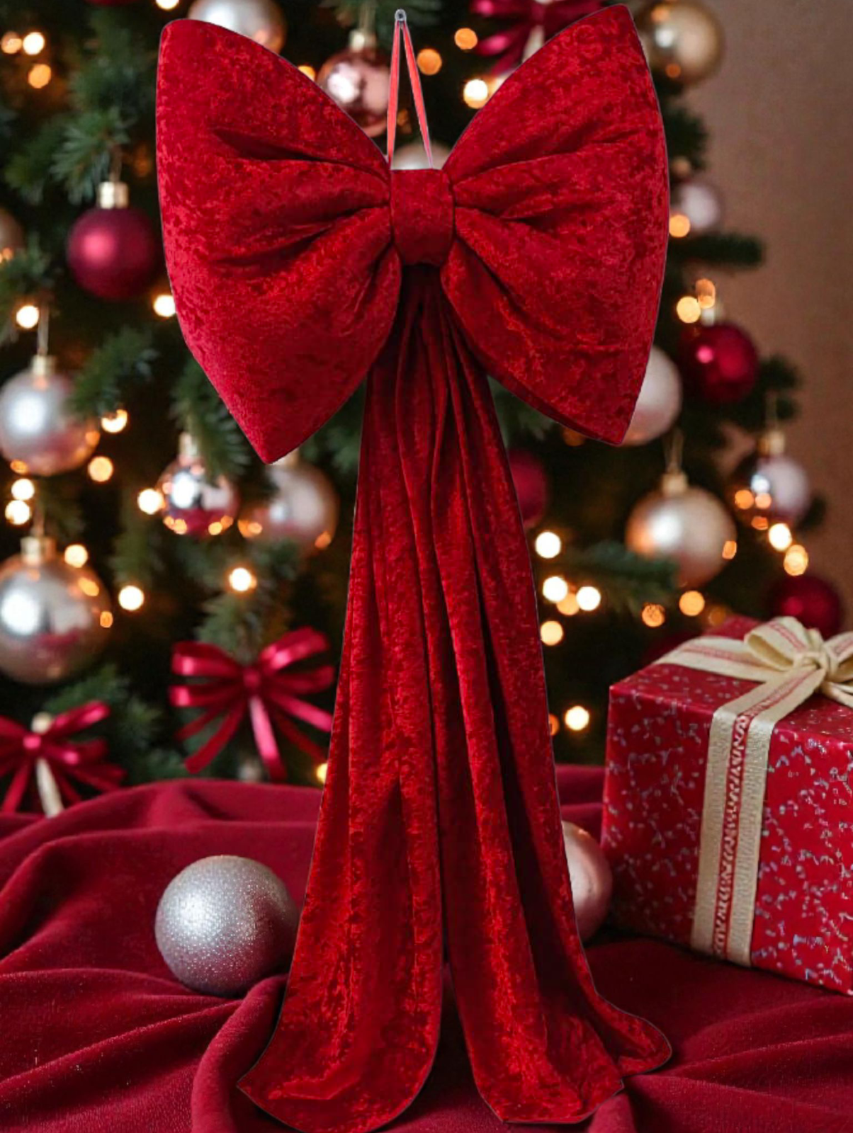 Kadife büyük  yılbaşı ağaç fiyonku