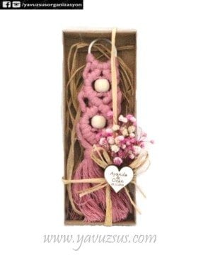 Kutuda Makrome UZUN  Anahtarlık Nikah Şek.(20 ad)