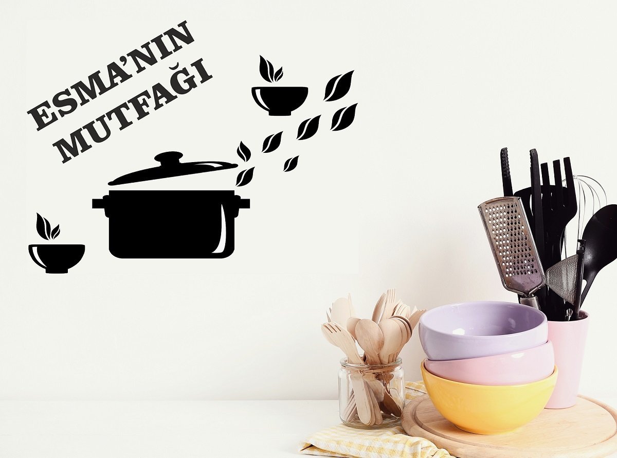 İsme Özel Tencere Motifli Mutfak Duvar Süsü