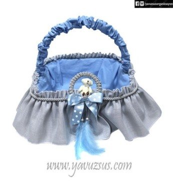 Halka İçinde Ayıcıklı  Gri Süslü Bebek Süsü