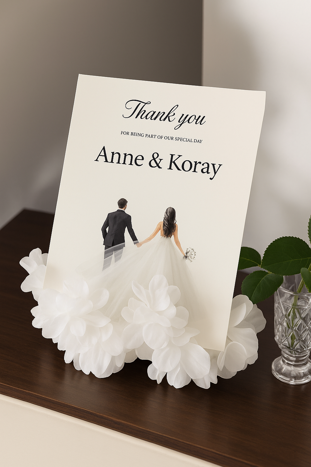 Kartlı Gelin damat & Çiçekli mendil Hediyelik(20 adet)