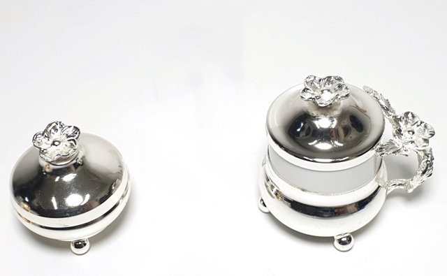 Lüks Bardak &  Fincan Lokumluk Takımı GUMUS