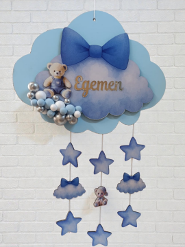 Toplu Işıklı fiyonk dekorlu bulut kapı süsü