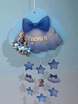 Toplu Işıklı fiyonk dekorlu bulut kapı süsü