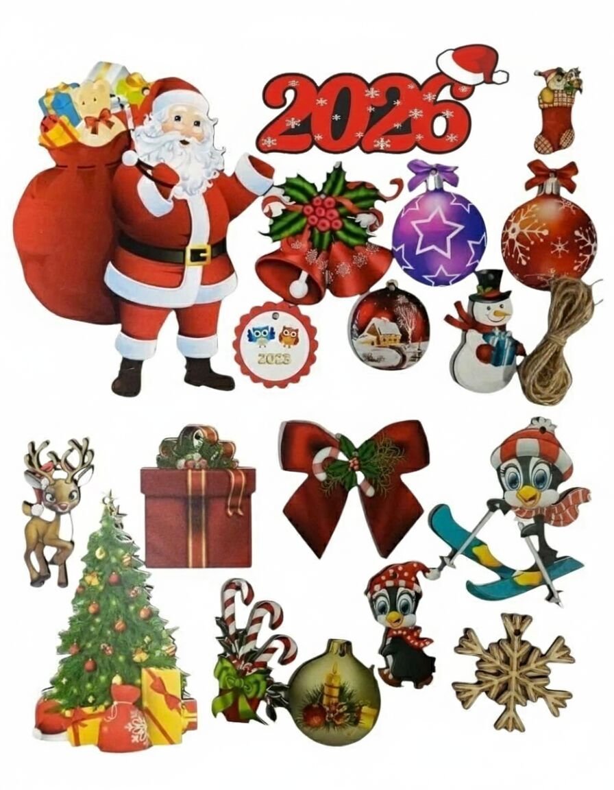 18 li Karışık Yılbaşı Ağacı Süsü Seti