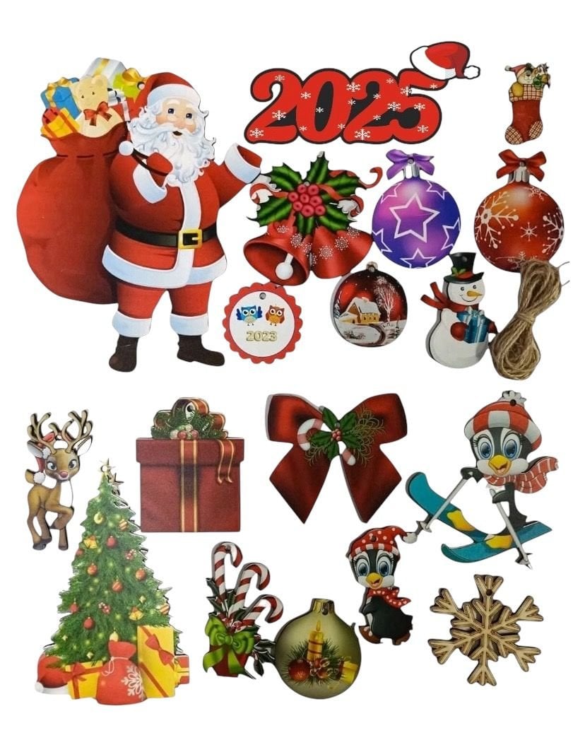 18 li Karışık Yılbaşı Ağacı Süsü Seti