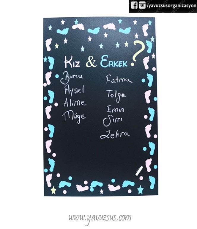 Cinsiyet Tahmin Yazı Tahtası & Tebeşir(48*70cm)