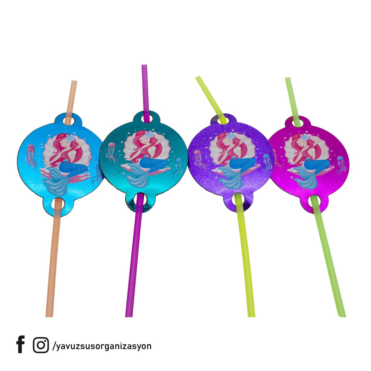 8 li Denizkızı Konseptli Pipet