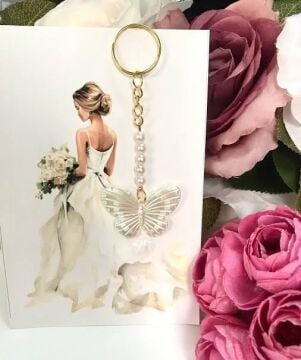 Kelebek anahtarlık Kartlı Hediyelik(20 adet)