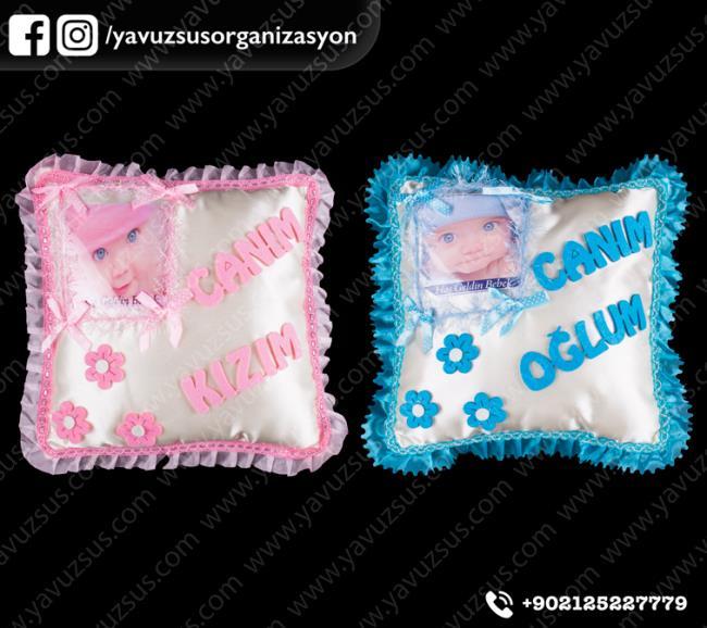 kare canım oğlum&kızım papatyalı yastık PEMBE