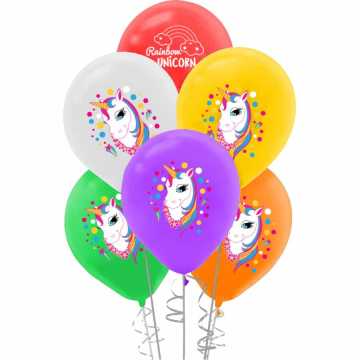 Rainbow Unicorn Baskılı Balon (5ad)