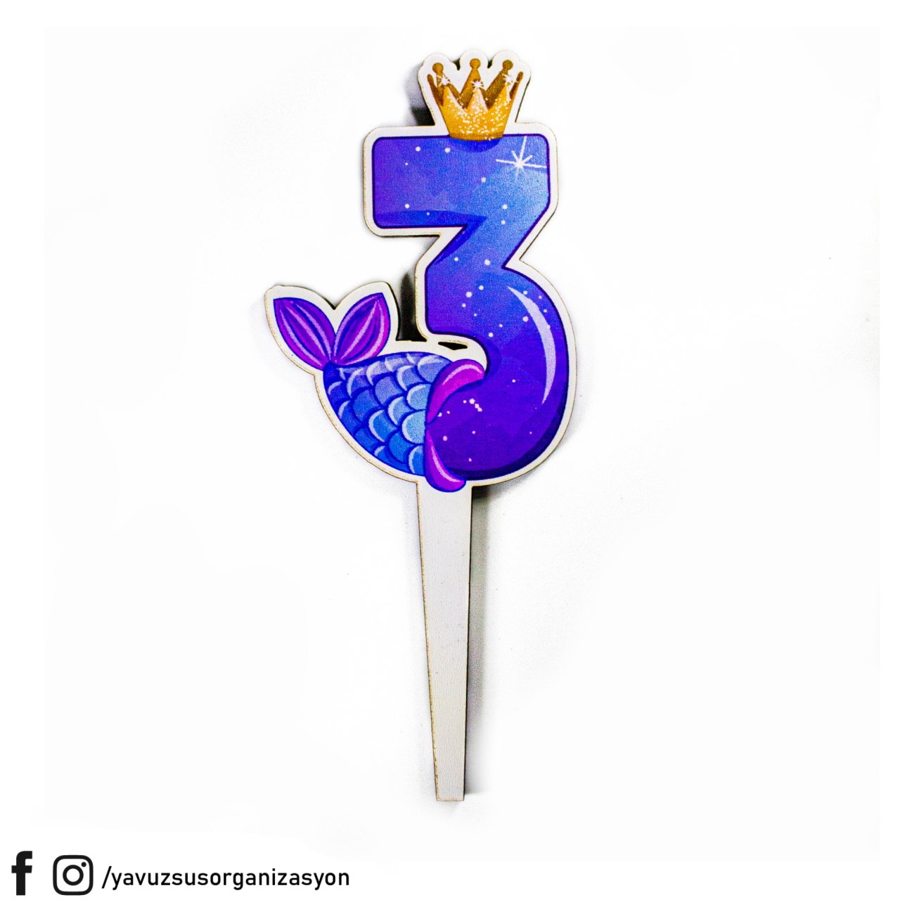 Deniz Kızı Rakamlar Ahşap Pasta Üzeri Çubuk 14 cm UC