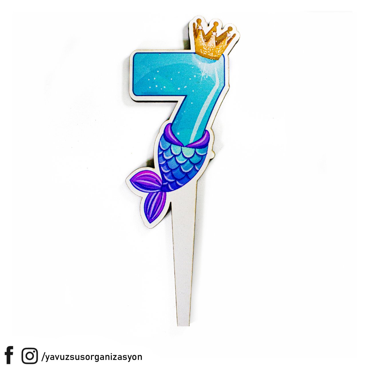 Deniz Kızı Rakamlar Ahşap Pasta Üzeri Çubuk 14 cm YEDI