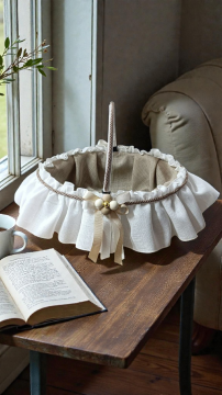 Kreme kahve Top & Ayıcık Dekorlu Sepet