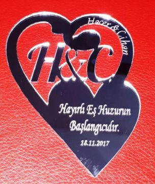 pleksi kalp içi kalp özel tasarım 7,5x8 ALTIN