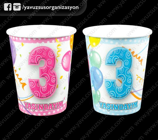 3 Yaşındayım Bardak 8ad PEMBE