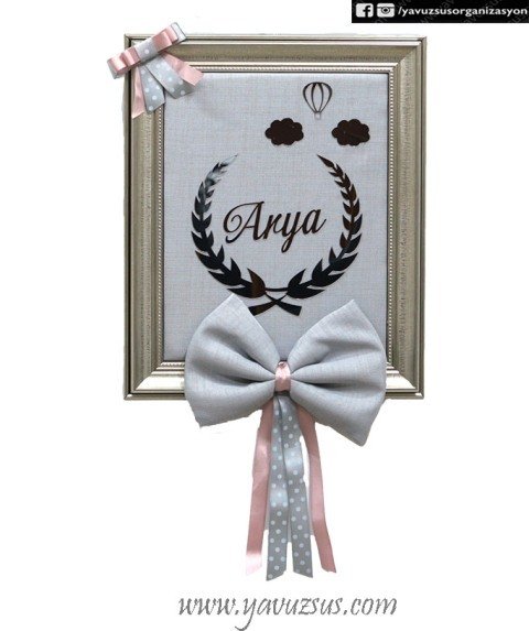 Gri Süslemeli Zeytin Dallı Kapı Süsü