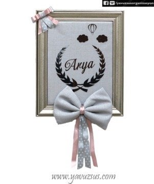 Gri Süslemeli Zeytin Dallı Kapı Süsü