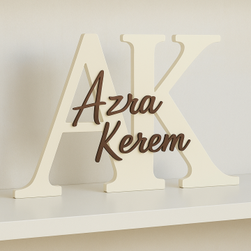 6mm İsme özel ÇİFT İSİMLİ harf kapı süsü