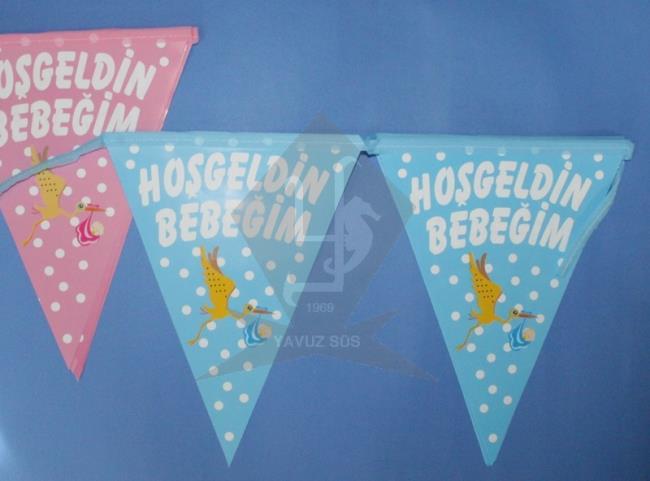hoşgeldin bebeğim kağıt flama PEMBE