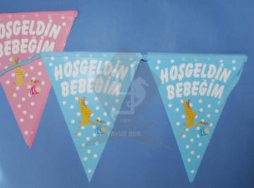 hoşgeldin bebeğim kağıt flama PEMBE