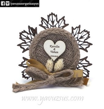 Kraft rengi süslü yaprak desenli nik.şekeri(20 ad)