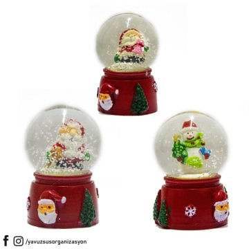 Işıklı Küçük Noelbaba Cam Küre (Kar Küresi) 7,5cm