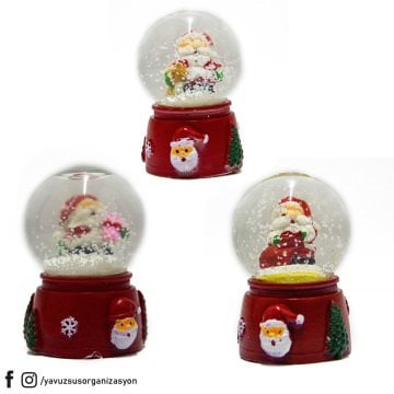 Işıklı Küçük Noelbaba Cam Küre (Kar Küresi) 7,5cm
