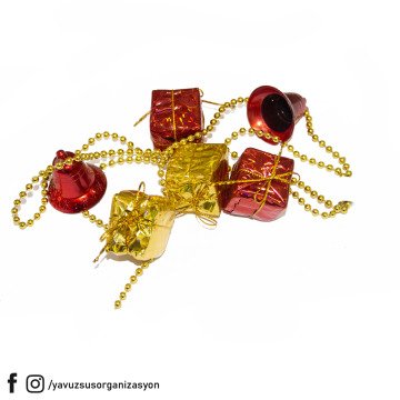 Çanlı Hediye Paketli Yılbaşı Ağaç Zinciri (25cm)