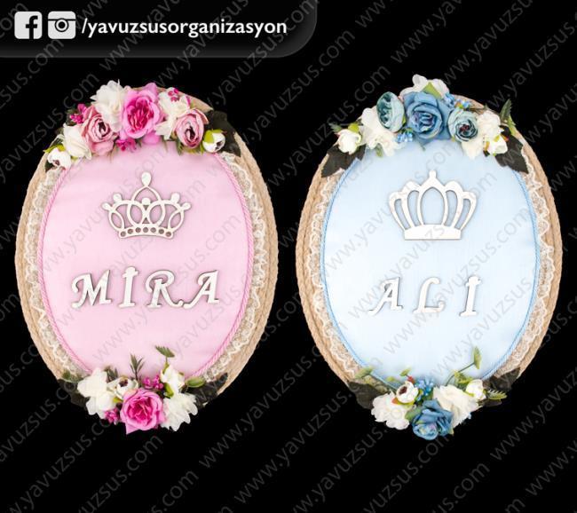 kumaş kaplı çiçekli taçlı k.s PEMBE