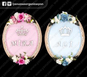 kumaş kaplı çiçekli taçlı k.s PEMBE