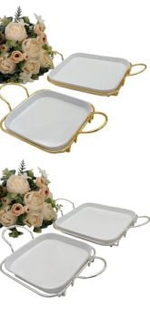 Seramik 2 li Kulplu Tepsi Seti