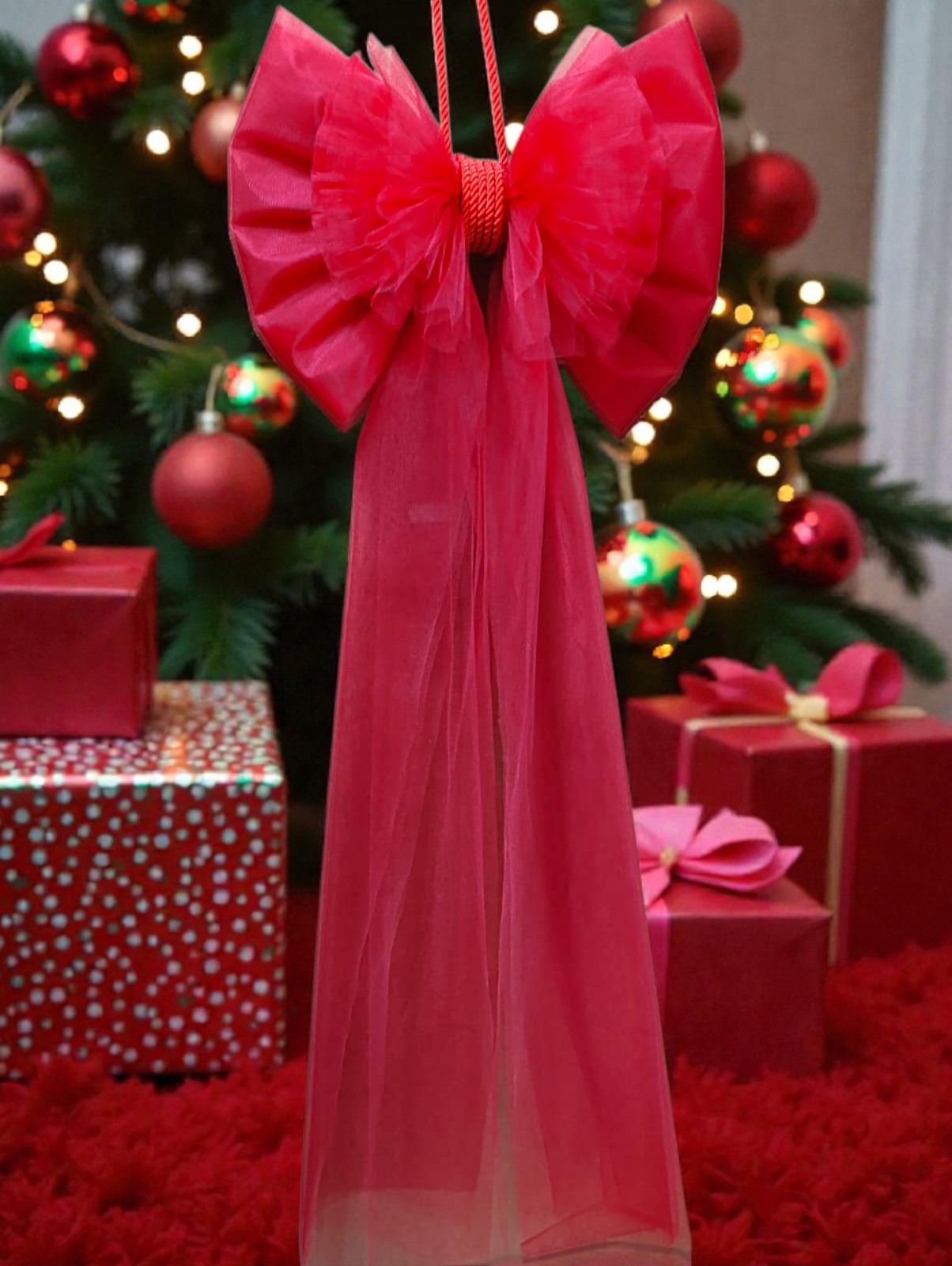 Kristal tül büyük yılbaşı ağaç fiyonku