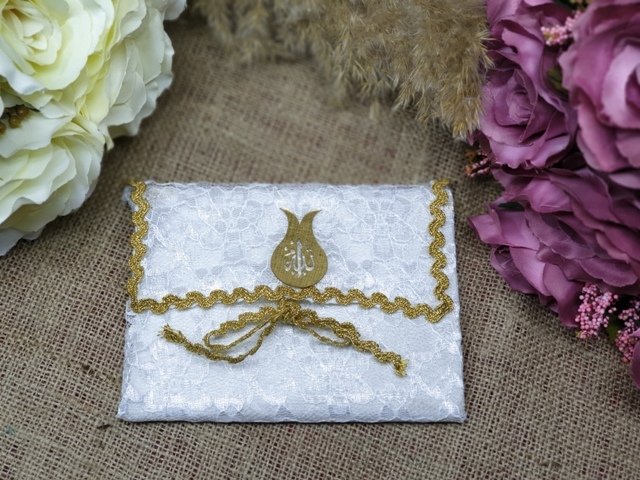 Krem dantel üzeri Allah lafızlı yasin çantası-10ad