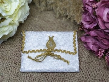 Krem dantel üzeri Allah lafızlı yasin çantası-10ad