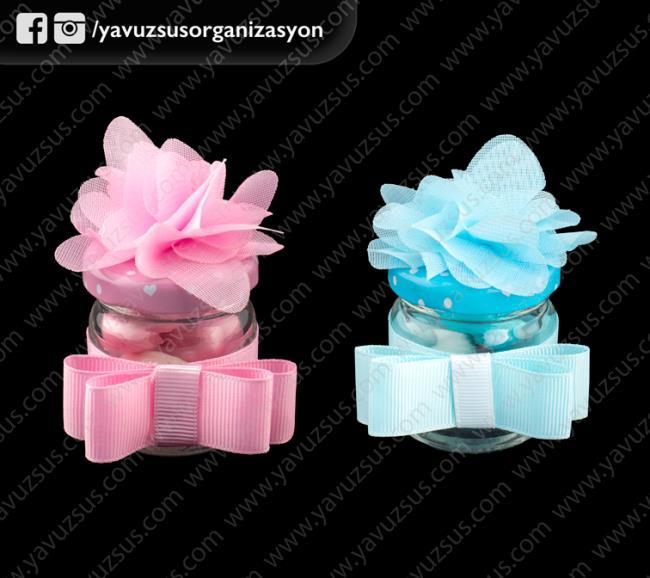 Süslü 30cc cam kavanoz 20ad PEMBE