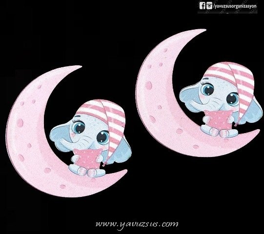 Uv Baskılı Ayda Fil Ahşap Süs(7*7,5cm)