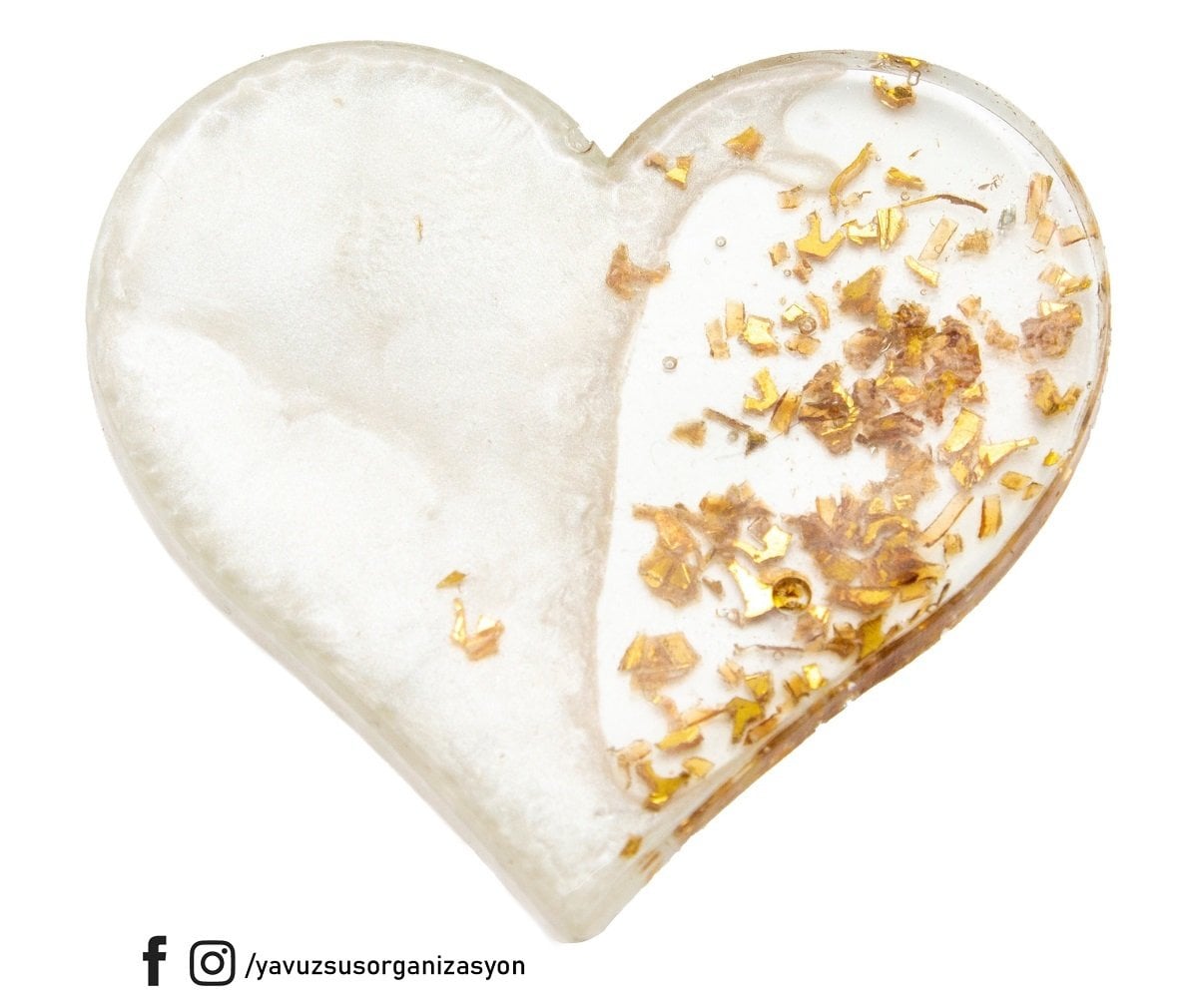 Epoksi Kalp Varaklı Süs ALTIN