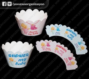 baby shower cup cake süsü PEMBE