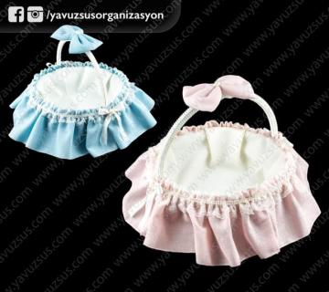 Keten fiyonklu sepet PEMBE