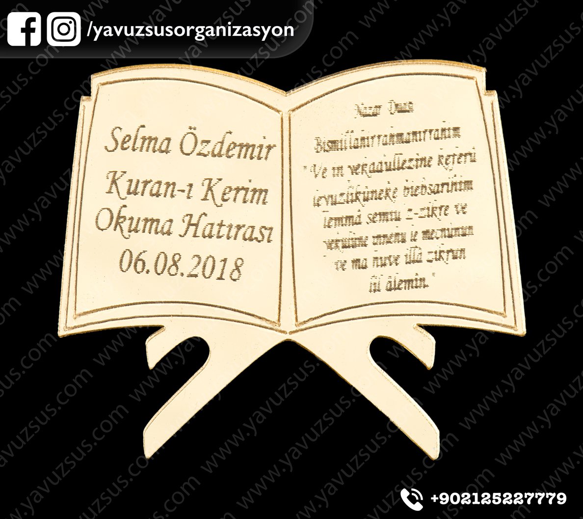 Nazar dualı kitap ayet pleksi (6*5cm) ALTIN