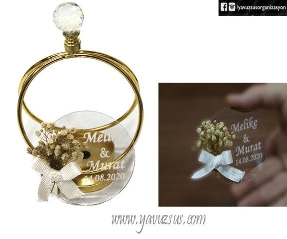 Şeffaf Pleksi Magnetli Hazır Nikah Süsü(20 ad)