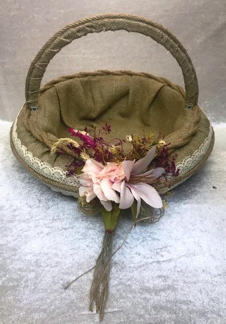 Çiçekli hasır bebek ürünü SEPET PEMBE