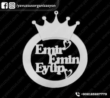 Yuvarlak taçlı dikiz aynası süsü 9x8 GUMUS