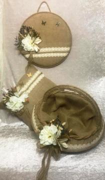 Çiçekli hasır bebek ürünü SET KREM