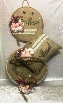 Çiçekli hasır bebek ürünü SET PEMBE