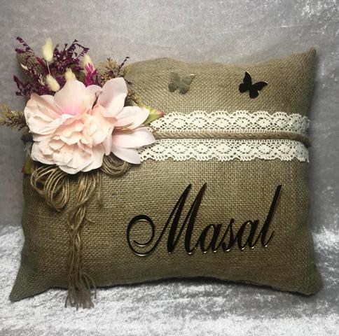 Çiçekli hasır bebek ürünü YASTIK PEMBE