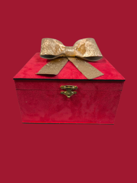 3 boy süet ahşap fiyonklu hediye kutusu seti